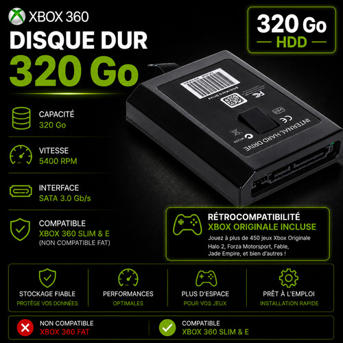 Disque dur xbox 360 - disque, slim
